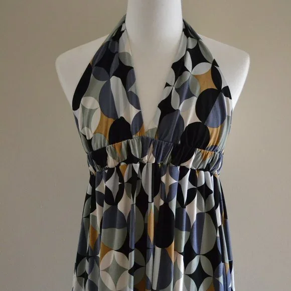 As U Wish Dresses | Vintage 90s Does 60s 70s Halter Mini Dress / Geo Print Dress | Color: Black/White | Size: M | Rumorlessthread's Closet